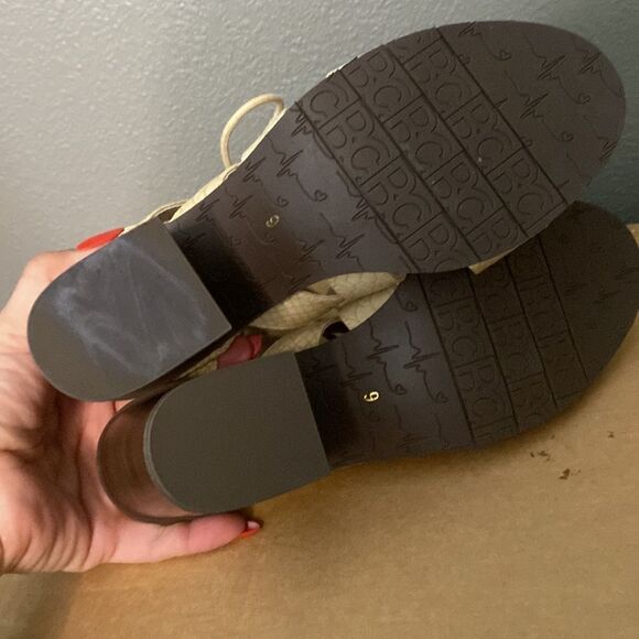 BC Born In California Lace Up Vegan Heel Taupe Tan Faux Snakeskin - Picture 6 of 10